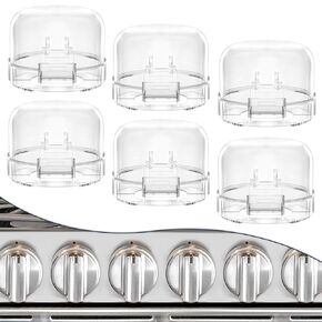 6 PACK Stove Knob Covers for Child Safety, Childproof Gas Stove Knob Locks, Stove Oven Knob Safety Covers with Adhesive, for Kids and Pets, Heat-Resistant, Clear View (Upgraded - Transparent)