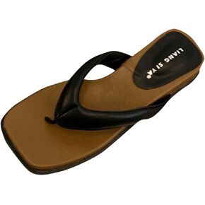 Platform Flip Flops for Women Arch Fit Slip On Thong Sandals Square Open Toe Beach Bedroom Walking Shower Slippers