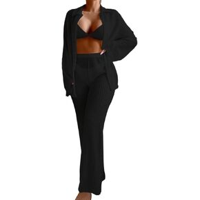 Women Swimsuit Cover Up Beach Long Sleeve Top And Long Pants Cover-Up Set