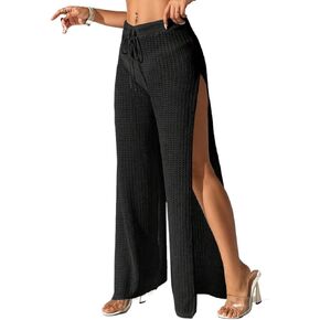 Women Swimsuit Cover Up Solid Color Side Slit Cover-Up Pants For Beach Summer