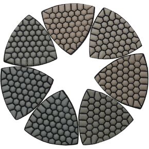 Diamond Triangle Polishing Pad, 80mm Resin Bond Hook and Loop Backing Pad for Granite Concrete Marble Stone, Grit 50-3000, 7PCS