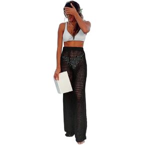 Women Swimsuit Cover Up Beach Outfits Solid Color Everyday Cutout Blouse Pants