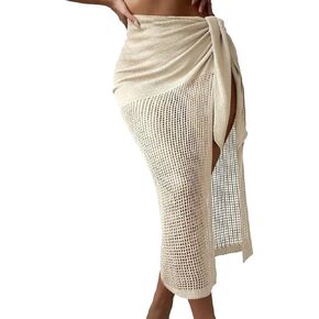 Women Swimsuit Cover Up Lace Up Casual Cover Up With High Slits Summer