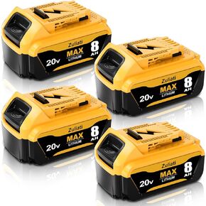 4PC 8000mAh DCB206 Replacement for Dewalt 20V Max Battery Compatible with Dewalt 20 Volt Batteries DCB203 DCB206-2 DCB201 DCB204 with LED Indicator(Yellow-4PC)