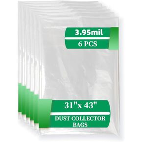 709563 Dust Collector Bags Clear Plastic for JET Lower Dust Collection DC-1100VX, DC-1200VX Central Machinery Dust Collectors Bag Diameter 20" 6 Pack