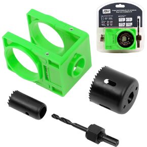 RKK Door Knob Hole Saw Kit, Deadbolt Installation Kit with Door Knob Jig Kit Door Lock Installation Kit Door Hole Drilling Kit for Wooden Doors (Yellow)