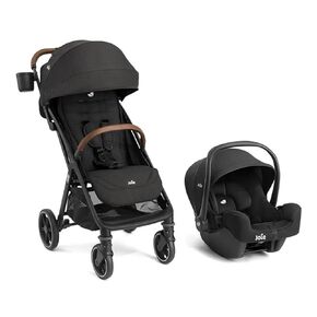 Nutmeg and Rue Travel System – Travel Friendly Compact Stroller with Automatic Fold, Lightweight Car Seat & Anti-Rebound Base (Shale)