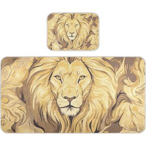 Cartoon Lion Gold Cooling Baby Fitted Crib Mattress 28" x 52" Washable Bed Pads Disposable for Kids, Adult