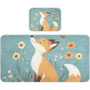 Cartoon Fox Teal Cooling Baby Mattress Cover 28" x 52" Washable Mattress pad Cover for Baby&Toddler