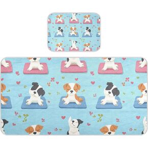 Cute Dogs Blue Cooling Baby Play Mattress 28" x 52" Washable Pads for Bed Washable for Kids, Adult