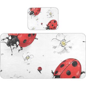 Cartoon Cute Lady Bug White Cooling Baby Crib Mattress 28" x 52" Washable Mattress Protector Pads for Baby&Toddler