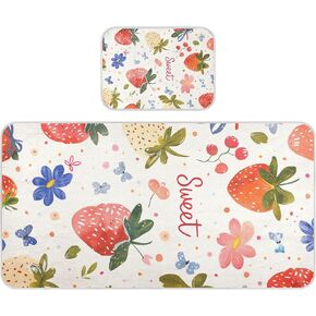 Cartoon Red Strawberry Flowers Cooling Baby Mattress Protector pad 28" x 52" Absorbent Mattress Protector Pads for Baby&Toddler