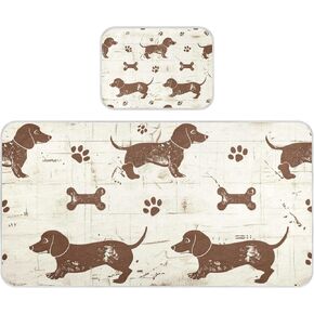 Dashshund Dog لطيف بني بني ريترو تبريد طفل مرتبة مقاومة للماء 28 "× 52" وسادات سرير التنفس للطفل والطفل