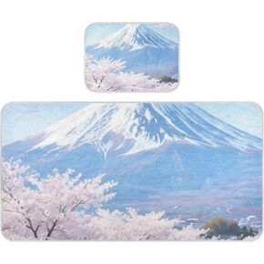 Blue and White Japanese Mount Fuji Cherry Blossoms Cooling Baby Crib Mattress 28" x 52" Breathable Bed pad for Kids, Adult