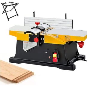 Home Woodworking Bench Planer, 6 Inch Multi-Function Electric Heavy Duty Planer, 12000r/min Adjustable Small Planer with Foldable Stand