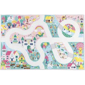 Janod - Children's Car Rug - City Theme - Soft & Non-Slip - Urban Pattern - Play Rug for Girls & Boys' Bedrooms - 120 x 78cm - Hand Washable - from 2 Years Old - J05910