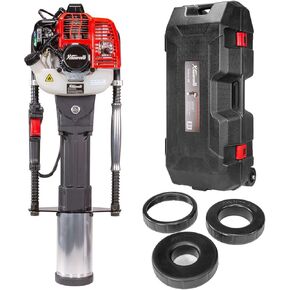 XtremepowerUS 52CC Gas Powered T-Post Driver, 2-Stroke Garden Fencing Farm Piling Driver, Air Cooling Gasoline Garden Fencing with 2 Post Driving Head
