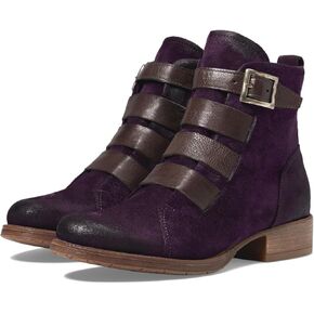LEHOOR Combat Booties for Women Low Chunky Heel Round Toe Western Ankle Boots Burnished Side Zipper Suede Cowboy Cowgirl Boot Buckle Strap Two-Toned Short Riding Boots Fall Winter Vintage 4-11 M US