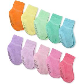 HonestBaby Multipack Cozy Socks Sustainably Made for Infant, Newborn Baby, Toddler, Kids Boys, Girls, 10-Pack Rainbow Pinks, 4T-5T
