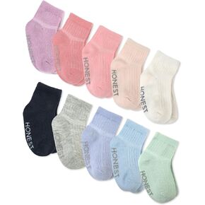 HonestBaby Multipack Cozy Socks Sustainably Made for Infant, Newborn Baby, Toddler, Kids Boys, Girls, 10-Pack Pink Sunset, 2T-3T