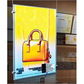 Outdoor LED Projecting Light Light-Box, Double Sided Slim Interchangeable Painting Menu Board， Water Proof Suspension Advertising Board for Business Bar Hotel(43.5x60cm)