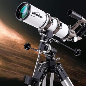 Telescope Refractor Telescope Scope Multilayer Green Film Finder Mirror 6×30 Zenith Mirror 90 Degrees with Equatorial Mount and Tripod