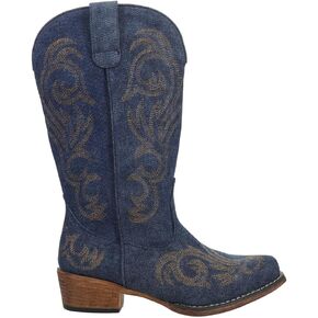 Roper Women's Riley Denim Western Boot, Blue, 9.5