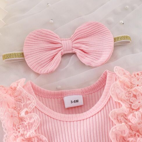 Baby Girl Clothes Infant Summer Outfits Cute Butterflies Mesh Ruffle Sleeveless Romper Headband Set 0-12 Months in Kuwait