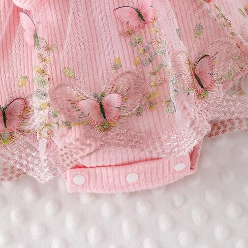 Baby Girl Clothes Infant Summer Outfits Cute Butterflies Mesh Ruffle Sleeveless Romper Headband Set 0-12 Months in Kuwait