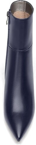 JUSTDANNI Womens Matte Casual Stylish Pointed Toe Zip Dating Kitten Low Heel Ankle High Boots 2 Inch in Kuwait