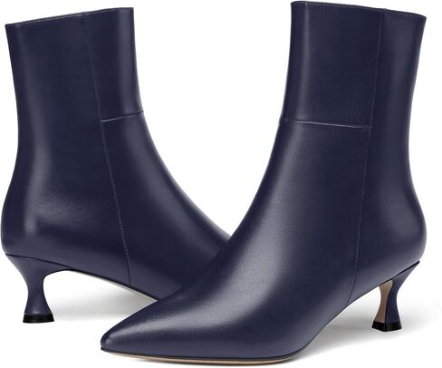 JUSTDANNI Womens Matte Casual Stylish Pointed Toe Zip Dating Kitten Low Heel Ankle High Boots 2 Inch in Kuwait