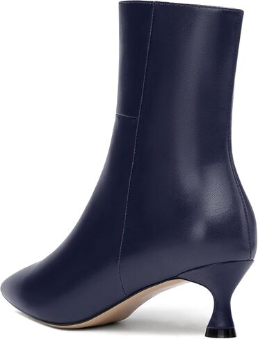JUSTDANNI Womens Matte Casual Stylish Pointed Toe Zip Dating Kitten Low Heel Ankle High Boots 2 Inch in Kuwait