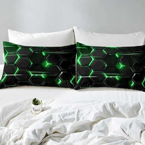 jejeloiu Boys Girls Ombre Black Blue Honeycomb Bedding Set Toddler Size, Hexagonal Duvet Cover Kids Geometry Comforter Cover Teens Bedroom Decor 2Pcs with 1 Pillow Case (No Comforter) in Saudi Arabia