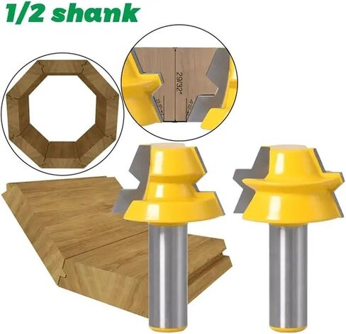2PC LOCK MITER AROUTER 22.5 درجة غراء نجارة الغراء بت - 12.7 مم 12 مم 8 مم قاطع الخشب القاطع الخشبية للأعمال الخشبية in Kuwait