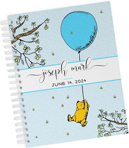 Winnie the Pooh Baby Memory Book - Hard Cover First Year Album تخصيص باسم Baby’s Name - Baby Journal (Blue Pooh) in Kuwait