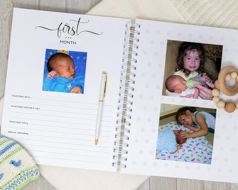 Winnie the Pooh Baby Memory Book - Hard Cover First Year Album تخصيص باسم Baby’s Name - Baby Journal (Blue Pooh) in Kuwait