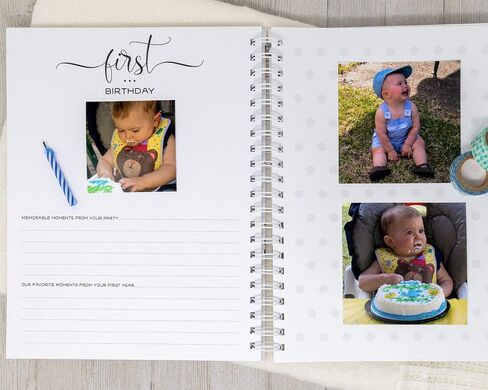 Winnie the Pooh Baby Memory Book - Hard Cover First Year Album تخصيص باسم Baby’s Name - Baby Journal (Blue Pooh) in Kuwait