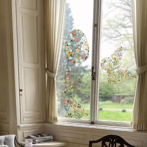 Alwayspon Double Sided Easter Window Clings Stickers for Kids Window, Bunny and Egg Window Decals for Kids Toddlers and Adults Home Nursery Party Decoration in Kuwait
