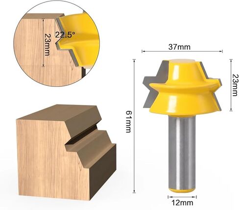 2PC LOCK MITER AROUTER 22.5 درجة غراء نجارة الغراء بت - 12.7 مم 12 مم 8 مم قاطع الخشب القاطع الخشبية للأعمال الخشبية in Kuwait