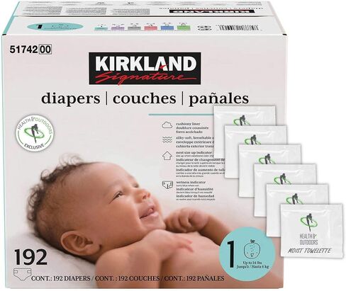 Kirkland Signature Diapers Size 1 (Up to 14 Pounds) 192 Count W/Exclusive Health and Outdoors Wipes in Saudi Arabia