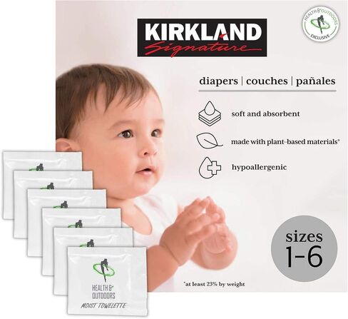 Kirkland Signature Diapers Size 1 (Up to 14 Pounds) 192 Count W/Exclusive Health and Outdoors Wipes in Saudi Arabia