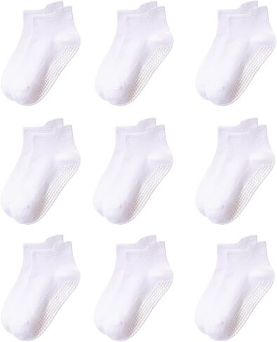 Baby Non Slip Grip Socks Cotton 9 Pack for Kids Ankle Cute Socks Toddlers Kids Boys Girls in Saudi Arabia
