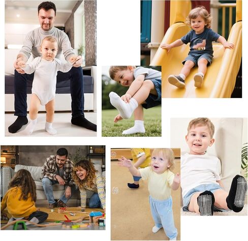 Baby Non Slip Grip Socks Cotton 9 Pack for Kids Ankle Cute Socks Toddlers Kids Boys Girls in Saudi Arabia