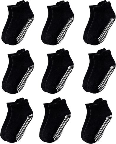 Baby Non Slip Grip Socks Cotton 9 Pack for Kids Ankle Cute Socks Toddlers Kids Boys Girls in Saudi Arabia