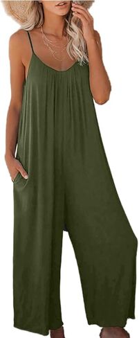 Women's Casual Romper Curvy Dressy Jumpsuit Sleeveless Wide Leg Overalls Adjustable Spaghetti Strap Jumpsuits in Kuwait