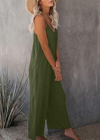 Women's Casual Romper Curvy Dressy Jumpsuit Sleeveless Wide Leg Overalls Adjustable Spaghetti Strap Jumpsuits in Kuwait
