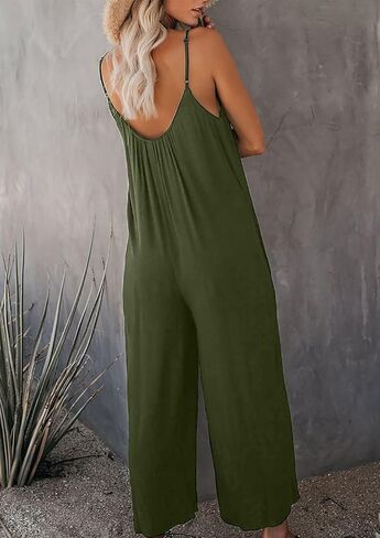 Women's Casual Romper Curvy Dressy Jumpsuit Sleeveless Wide Leg Overalls Adjustable Spaghetti Strap Jumpsuits in Kuwait