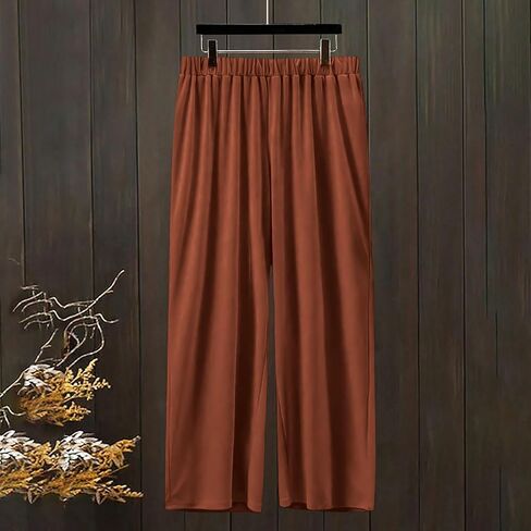 2 Piece Cotton Linen Sets for Women Summer Casual Short Sleeve Crewneck High-Low Hem Top Wide Leg Pants Vacation Outfits in Kuwait