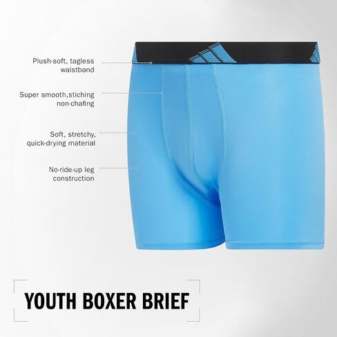 adidas Kids-Boy's Performance Boxer Briefs Underwear (4-Pack), Galaxy Camo Black-Dark Blue/Dark Blue/Black, Medium in Saudi Arabia