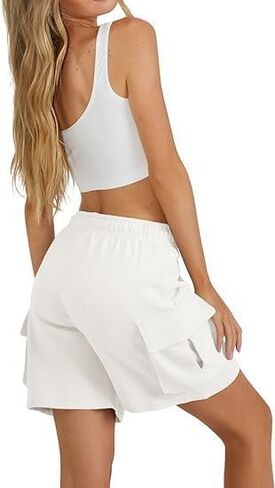 Women's Summer Drawstring Cargo Short Sport Baggy Hiking Sweat Shorts Trendy Outdoor Elastic Outfits with Pockets in Saudi Arabia